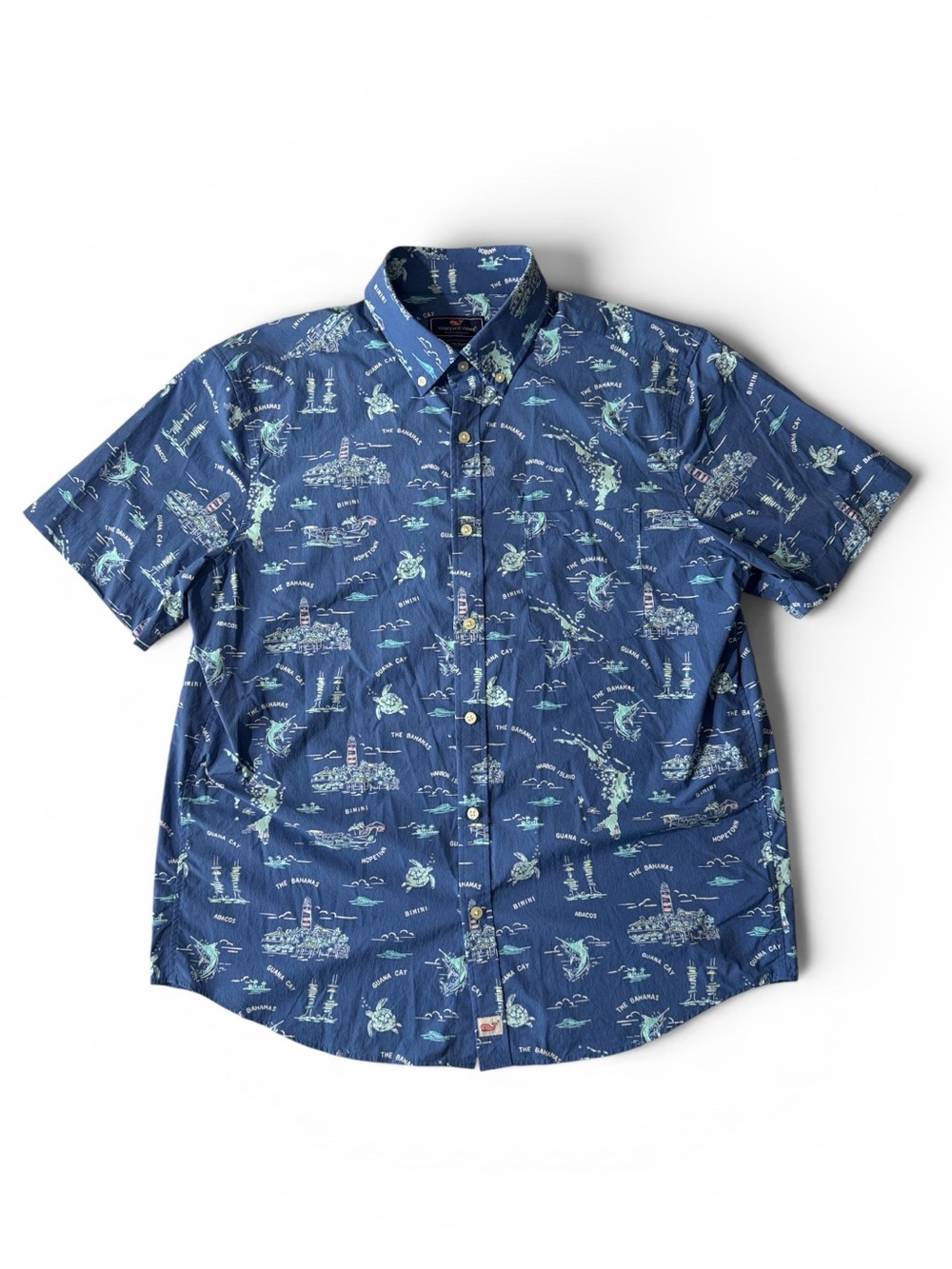 Vineyard Vines mens L Large blue vacation performance classic Murray button up
